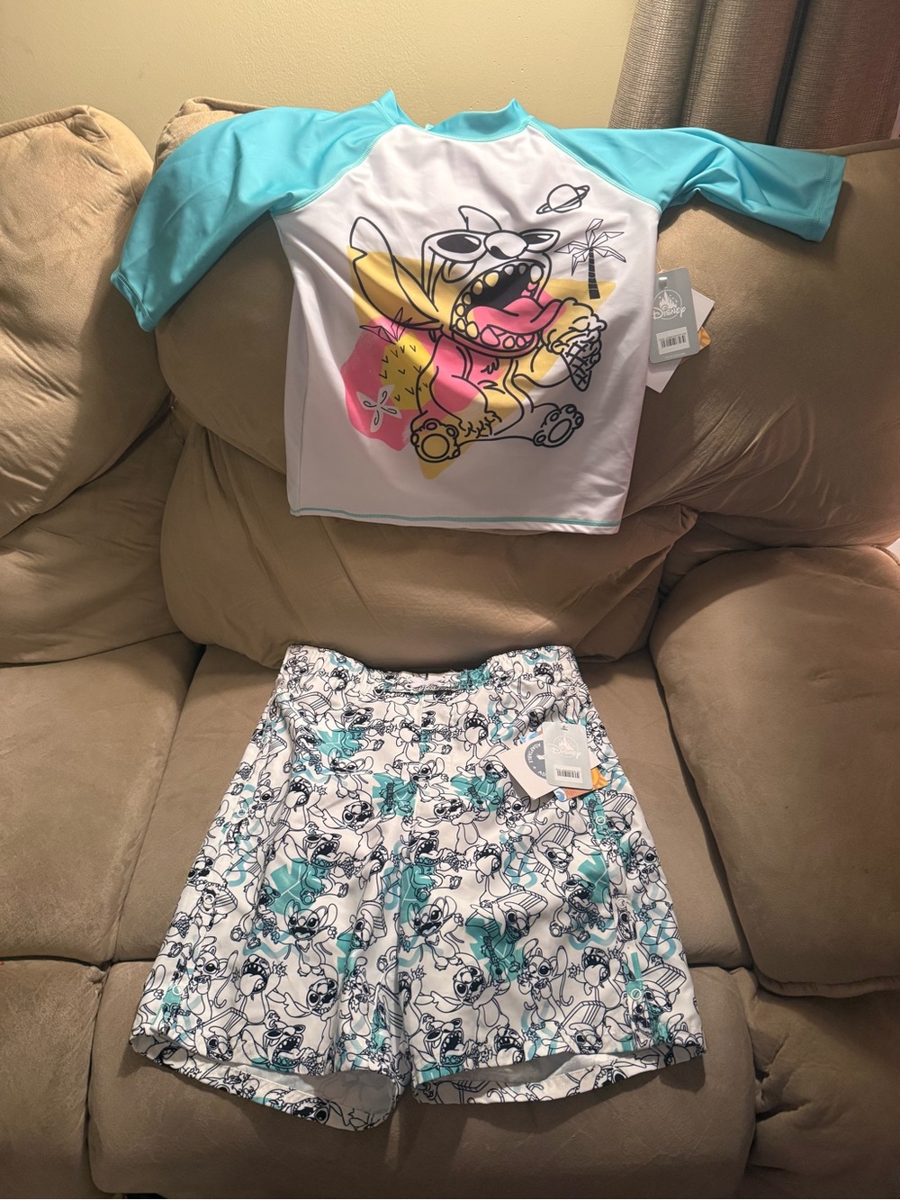 Brand new Disney Stitch boys bathing suit top and bathing suit shorts